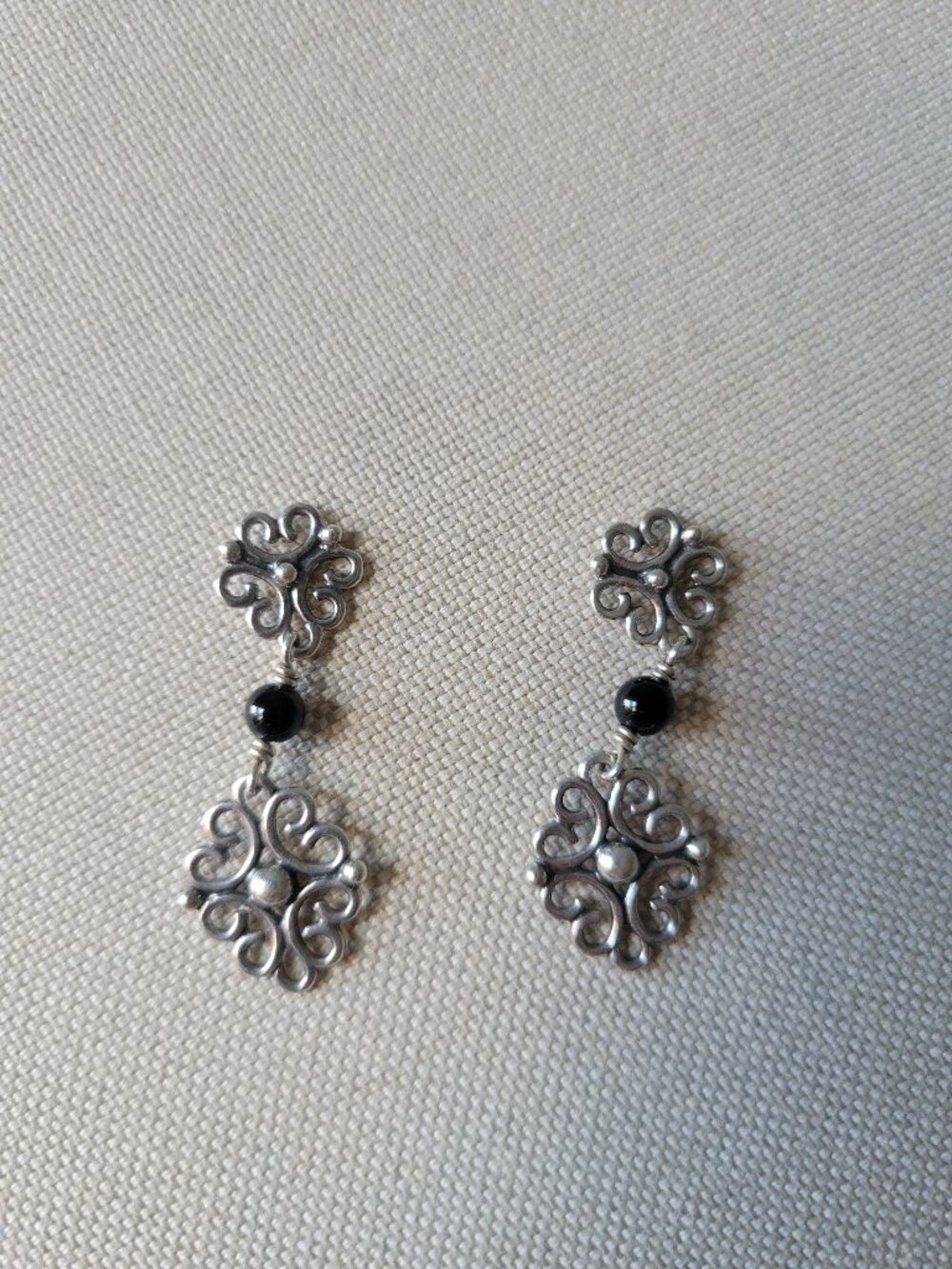 James Avery Sorrento Sterling and Black Onyx Earrings